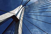 australia stock photography | Anzac Bridge Pylon, Glebe, Sydney, NSW, Australia, Image ID AU-SYDNEY-ANZAC-BRIDGE-0009. Stock image of the Anzac Bridge Pylon in Sydney, NSW, Australia against blue sky.
