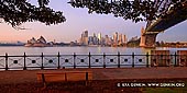 australia stock photography | The Sydney City CBD at Sunrise from Kirribilli, Sydney, NSW, Australia, Image ID AU-SYDNEY-0017. Early morning panoramic image of the Sydney city skyline with the Opera House and the Harbour Bridge with clear skies from Kirribilli in Sydney, NSW, Australia.