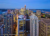 australia stock photography | Sydney at Night from Above, Sydney, NSW, Australia, Image ID AU-SYDNEY-0030. The deep blue coloring of the sky settles in over the City of Sydney in NSW, Australia at dusk creating beautiful view.