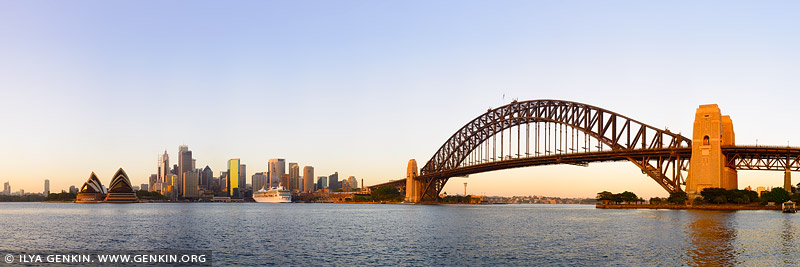 Panorama of the Sydney Harbour at Sunrise, Sydney, New South Wales, Australia