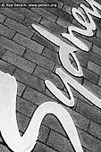 australia stock photography | Sydney Sign, Darling Harbour, Sydney, NSW, Australia, Image ID AU-SYDNEY-DARLING-HARBOUR-0021. Stock black and white image of the Sydney sign in Darling Harbour, Sydney, NSW, Australia.