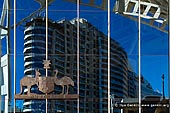 australia stock photography | Building Reflected in Maritime Museum Window, Darling Harbour, Sydney, NSW, Australia, Image ID AU-SYDNEY-DARLING-HARBOUR-0023. Residential building reflected in the Australian National Maritime Museum (ANMM) window in Darling Harbour of Sydney, NSW, Australia.
