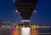 australia stock photography | Under The Harbour Bridge at Night, Sydney, New South Wales (NSW), Australia, Image ID AU-SYDNEY-HARBOUR-BRIDGE-0031. Stock image of the Sydney Harbour Bridge steel structures at night, shot right from under the bridge at Milsons Point in Sydney, New South Wales, Australia.