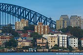 australia stock photography | Sydney Harbour Bridge and Apartments at Kirribilli at Dawn, View from Cremorne Point, Sydney, New South Wales, Australia, Image ID AUHB0028. 