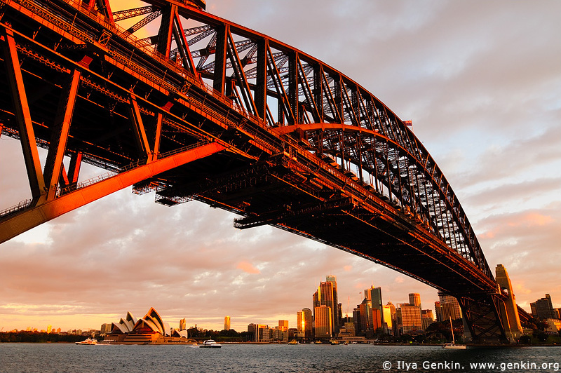 Harbour Bridge at Sunset from Luna Park, Sydney, New South Wales, Australia