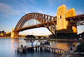 australia stock photography | Sydney Harbour Bridge from Kirribilli at Dawn, Sydney, New South Wales (NSW), Australia, Image ID AU-SYDNEY-HARBOUR-BRIDGE-0017. Copes Lookout in Kirribilli suburb of Sydney, New South Wales (NSW), Australia offers a magnificent view of the Sydney Harbour Bridge with Jeffrey Street wharf in the front. It is a very popular wedding ceremony place and wedding venue.