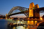 australia stock photography | Harbour Bridge from Kirribilli after Sunset, Sydney, New South Wales (NSW), Australia, Image ID AU-SYDNEY-HARBOUR-BRIDGE-0025. Sydney Harbour Bridge with Jeffrey Street wharf from the Copes Lookout after sunset in Kirribill, Sydney, New South Wales (NSW), Australia.