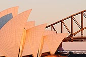 australia stock photography | Opera House and Harbour Bridge in the Morning, Mrs Macquarie's Chair, Sydney, New South Wales (NSW), Australia, Image ID AU-SYDNEY-OPERA-HOUSE-0017. Stock image of the close up view of the iconic Opera House and Harbour Bridge early in the Morning as it was seen from Mrs Macquarie's Chair, Sydney, New South Wales (NSW), Australia.