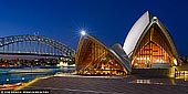 australia stock photography | Sydney Opera House at Night, Sydney, New South Wales (NSW), Australia, Image ID AU-SYDNEY-OPERA-HOUSE-0039. Panoramic image of the two of Sydney's famous icons, the Sydney Opera House and Sydney Harbour Bridge at night.