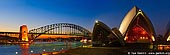 australia stock photography | The Sydney Opera House and the Harbour Bridge at Sunset, Sydney, NSW, Australia, Image ID AUOH0016. 