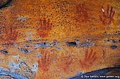 australia stock photography | Aboriginal Rock Art Paintings at Gulgurn Manja Shelter, Grampians National Park, Victoria (VIC), Australia, Image ID GULGURN-MANJA-SHELTER-0002. Close-up stock image of the paintings at Gulgurn Manja - Aboriginal Rock Art Site in the Grampians National Park (Gariwerd), Victoria (VIC), Australia.