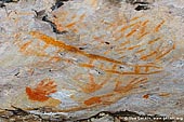 australia stock photography | Aboriginal Rock Art Paintings at Gulgurn Manja Shelter, Grampians National Park, Victoria (VIC), Australia, Image ID GULGURN-MANJA-SHELTER-0004. Close-up stock image of the paintings at Gulgurn Manja - Aboriginal Rock Art Site in the Grampians National Park (Gariwerd), Victoria (VIC), Australia.