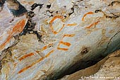 australia stock photography | Aboriginal Rock Art Paintings at Gulgurn Manja Shelter, Grampians National Park, Victoria (VIC), Australia, Image ID GULGURN-MANJA-SHELTER-0005. Close-up stock image of the paintings at Gulgurn Manja - Aboriginal Rock Art Site in the Grampians National Park (Gariwerd), Victoria (VIC), Australia.