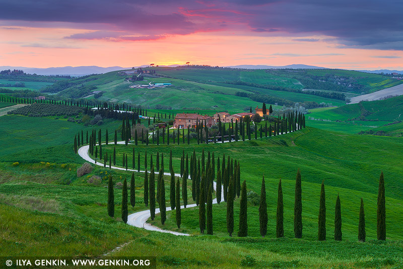 italy stock photography | Sunset at Baccoleno, Crete Senesi, Tuscany, Italy, Image ID ITALY-TUSCANY-0001
