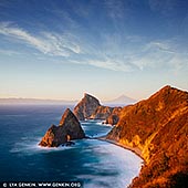  stock photography | Senganmon and Mt. Fuji at Sunset, Kumomi, Izu Peninsula, Shizuoka Prefecture, Japan, Image ID JAPAN-KUMOMI-SENGANMON-0003. Senganmon and Mt Fuji seen across Suruga bay from Kumomi on the Izu peninsula, Shizuoka Prefecture, Japan at sunset.