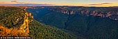 landscapes stock photography | Grose Valley at Sunrise, Blackheath, Blue Mountains National Park, NSW, Australia, Image ID AU-GROSE-VALLEY-0001. Anvil Rock Lookout in the Blackheath area of the Blue Mountains is the place where visitors can enjoy incredible 360-degree Grose Valley views. Nearby Wind Eroded Cave is a must-visit too, a unique rock formation shaped like a wave-like overhang, created by wind erosion. Both of these fascinating sights can be accessed via two short walking tracks, with even more lookout points nearby to make a great day of it.