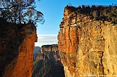 landscapes stock photography | Hanging Rock at Dawn, Baltzer Lookout, Blackheath, Blue Mountains, NSW, Australia, Image ID HANGING-ROCK-BLUE-MOUNTAINS-0005. Stock photo of the Baltzer Lookout, the Hanging Rock and the Grose Valley at sunrise in the Blackheath region, Blue Mountains National Park, Australia.