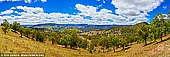 landscapes stock photography | Megalong Valley along Coxs River, Blue Mountains National Park, NSW, Australia, Image ID MEGALONG-VALLEY-0001. The Megalong Valley is part of the Blue Mountains of New South Wales, Australia. It is located west of Katoomba. On its eastern side, the valley is separated from the Jamison Valley by Narrow Neck Plateau. The Shipley Plateau overlooks part of the valley. The name Megalong Valley is derived from an Aboriginal word thought to mean 'Valley Under The Rock'. The first record of a European coming to the valley was of Thomas Jones, a natural history specimen collector, who followed the course of Coxs River from Hartley, New South Wales to Burragorang in 1818. Today the valley is still used for farming, but tourism has increased since the historic Six Foot Track was restored. This track was marked out in the 19th century as a bridle trail from Katoomba to Jenolan Caves. It was called the Six Foot Track because it had to be that wide in order to accommodate two to three riders riding abreast.