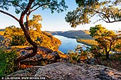 landscapes stock photography | Marlow and Hawkesbury River at Sunset, Popran National Park, Central Coast, NSW, Australia, Image ID AU-HAWKESBURY-MARLOW-0001. Marlow is a suburb of the Central Coast region of New South Wales, Australia on the north bank of the Hawkesbury River 58 kilometres (36 mi) north of Sydney. It is part of the Central Coast Council local government area. Although the northern boundary and Greenman Valley Recreation Park are reachable via a dirt track from the Sydney-Newcastle Freeway at Mount White, most of the suburb is only reachable by boat, and a ferry transports mail and groceries to the residents.
