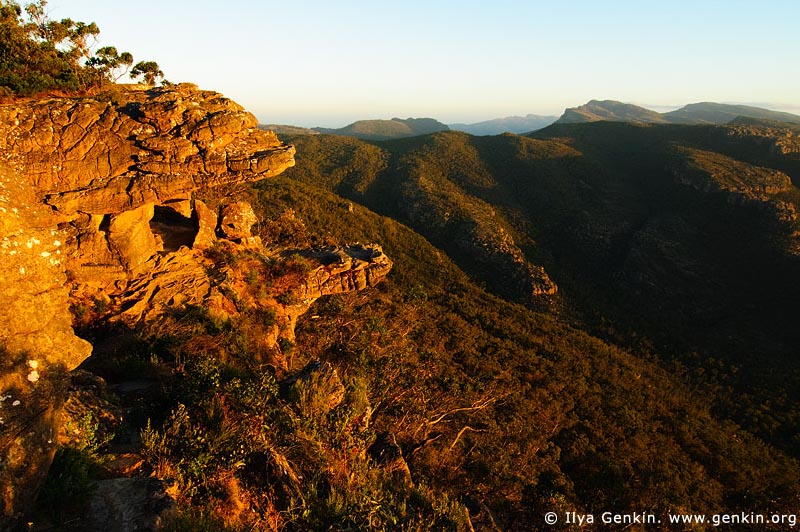 landscapes stock photography | Sunset at the Balconies, Reed Lookout, Formerly known as the 'Jaws of Death', Grampians National Park (Gariwerd), Victoria, Australia, Image ID GRAMP-0005