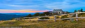 landscapes stock photography | Craig's Hut at Sunset, Alpine National Park, Mansfield, Victoria, Australia, Image ID AU-MANSFIELD-CRAIGS-HUT-0001. Craig's Hut is located on Clear Hills near Mt.Stirling in the Alpine National Park in Victoria, and was built especially for the film 'The Man from Snowy River' in 1981. It was called Craig's after the lead actor, Jim Craig (played by Tom Burlinson) and re-used in the sequel. On 11 December 2006 the Craig's Hut was burnt down by wild fire. Hut has now been rebuilt by volunteers under the guidance of builder Craig Ogier. However Craig Ogier was criticised because the new hut was built with slightly different design from the original one.