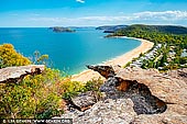 landscapes stock photography | Pearl Beach from Mt Ettalong Lookout, Central Coast, NSW, Australia, Image ID AU-MT-ETTALONG-LOOKOUT-0002. Stunningly beautiful place, the entrance to the lookout is bit hidden which makes it even more special to discover, it takes about 5-10 minutes of bush walking to reach the lookout points, but trust me it definitely worth it. There are two fenced lookout points, the first one to the right overlooks the breathtaking Pearl Beach with the view of mountains, beach and calm blue ocean. The second lookout point is at the end of the walk that has 270 degree panoramic views of Pearl Beach, Ocean, Woy Woy Peninsula and Umina beach.