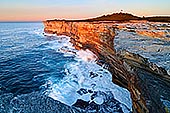 landscapes stock photography | Cape Bailey at Sunrise, Kurnell Peninsula, Botany Bay National Park, Sydney, NSW, Australia, Image ID AU-NSW-CAPE-BAILEY-0001. Built in 1950, Cape Baily Lighthouse is the youngest of the NPWS lighthouses — though its lantern enclosure was taken from an unknown late-19th-century lighthouse. Standing in Botany Bay National Park, the lighthouse looks across the coastal heath of Kurnell Peninsula. It is surrounded by significant Aboriginal sites, sandstone cliffs and gorges, and several important wetland areas.