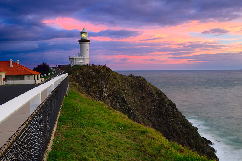 landscapes stock photography | Storm Clouds above Cape Byron Lighthouse at Sunrise, Byron Bay, New South Wales (NSW), Australia, Image ID AU-BYRON-BAY-LIGHTHOUSE-0001