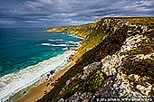 landscapes stock photography | Coastline Near Weirs Cove and Cape Du Couedic, Flinders Chase National Park, Kangaroo Island, SA, Australia, Image ID KI-REMARKABLE-ROCKS-0007. Kangaroo Island is renowned for its spectacular rugged coastline with a sprinkling of secluded bays, views of the vast wilderness, remarkable sculptured rocks and encounters with native wildlife.