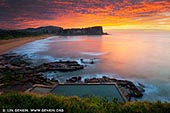 landscapes stock photography | Fiery Sunrise at Avalon Beach, Sydney, NSW, Australia, Image ID AU-AVALON-BEACH-0001. 'A red sky at night is a sailor's delight! A red sky in the morning is a sailor's warning.' Perhaps this saying came to mind if you caught a spectacular sunrise or sunset recently. Since biblical times and probably before, proverbs and folklore such as this developed as a way for societies to understand and foretell prevailing weather conditions. These red fiery sunrise at Avalon Beach was definitely the herald of a coming storm later. The combination of the cloud formations and the almost unbelievable colours of the sunrise tinting them is a feast for the eyes.