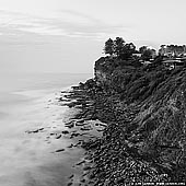 landscapes stock photography | Rocky Shore Near Avalon Beach at Dusk, Sydney, NSW, Australia, Image ID AU-AVALON-BEACH-0009. Fine art black and white square photo of the cliffs near the Avalon Beach in Sydney, NSW, Australia at dusk.