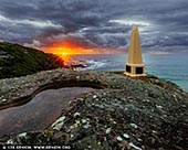 landscapes stock photography | Stormy Sunrise at North Curl Curl Beach, Sydney, NSW, Australia, Image ID AU-CURL-CURL-0012. Beautiful stormy sunrise at North Curl Curl Beach in Sydney, NSW, Australia. Visitors have stunning views of the Curl Curl Beach and the ocean. At North Curl Curl an obelisk was erected in memory of 10 soldiers from the district who died in service or were killed in action during World War One. It was built of concrete in 1917, and stands on a large rock base, overlooking the spot where these men used to spend their weekends.