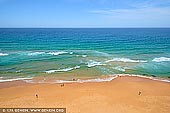 landscapes stock photography | Mona Vale Beach and Pacific Ocean, Sydney, NSW, Australia, Image ID AU-MONA-VALE-0008. Beautiful minimalistic photo of the Mona Vale beach, the Pacific Ocean and swimmers in the emerald waters on a bright Summer day.