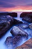 landscapes stock photography | Devil's Cauldron at Dawn, Whale Beach, Dolphin Bay, Sydney, NSW, Australia, Image ID DEVILS-CAULDRON-0001. The rock platform at the south edge of the Whale Beach at Dolphin Bay features a dramatic rocky landscape, named Devil's Cauldron, which is washed by the waters of the Pacific Ocean in Sydney, NSW, Australia. A beautiful time to visit this area of the peninsula is at sunrise. White and blue foamy waves and a rocky coastline are very beautiful.