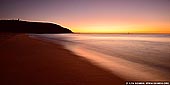 landscapes stock photography | Barrenjoey and Palm Beach at Sunrise, Palm Beach, Sydney, NSW, Australia, Image ID PALM-BEACH-BARRENJOEY-0007. A beautiful panoramic pictures of a sunrise taken at Palm Beach, NSW, Australia as the sun rises and beautiful red, yellow and pink hues light the morning sky over the sandy Pacific coastline while Barrenjoey Lighthouse shines on top of the Barrenjoey Headland.