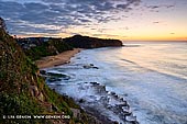 landscapes stock photography | Colourful Sunrise at Turimetta Beach, Sydney, NSW, Australia, Image ID TURIMETTA-BEACH-0021. Colourful low clouds during sunrise above coastal scenery at Turimetta Beach in Sydney, NSW, Australia. A beautiful and easy to access spot to photograph sunrise over the at Turimetta Beach and coastal scenery offers the area atop of the Narrabeen Head.