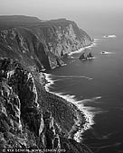 landscapes stock photography | Cape Raoul, Tasman Peninsula, Tasmania (TAS), Australia, Image ID TAS-CAPE-RAOUL-0001. Spectacular black and white image of the incredible dolomite cliffs of the Tasman National Park and Cape Raoul on Tasman Peninsula from a lookout. Tasmania's highest sea cliffs tower more than 300 metres above the Southern Ocean and Cape Raoul is considered one of the most beautiful cliff top walks in Australia.
