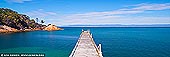 landscapes stock photography | Coles Bay Jetty, Freycinet National Park, Tasmania (TAS), Australia, Image ID TAS-COLES-BAY-0003. Coles Bay on the Tasmanian east coast is the entry for Freycinet National Park. It is a prime spot for a holiday surrounded by nature, where the red and pink granite peaks of the Hazards can be seen from town. Coles Bay is a popular spot for bushwalking, fishing, and kayaking, while the safe, sheltered beaches invite you to take a swim or paddle. The uncrowded beaches and crystal clear waters offer the ideal location for swimming, boating, kayaking and fishing.