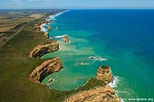 landscapes stock photography | Rugged Coastline. Aerial View, The Twelve Apostles, Great Ocean Road, Port Campbell National Park, Victoria, Australia, Image ID APOST-0018. 