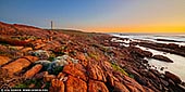 landscapes stock photography | Cape Leeuwin Lighthouse at Sunset, Augusta, South-West Coast, Western Australia (WA), Australia, Image ID AU-WA-CAPE-LEEUWIN-LIGHTHOUSE-0002. As the tallest lighthouse on mainland Australia, Cape Leeuwin Lighthouse is a must-see attraction in Margaret River Region. This historic lighthouse is situated just south of Augusta, at the tip of a spectacular peninsula - where the Southern and Indian Oceans meet - the most south-westerly point of Australia. Still with their lifesaving purpose from dusk to dawn, these lighthouses offer the visitor, by day, a unique experience of going inside and up to the top of a working lighthouse. Enjoy breathtaking views across the treacherous oceans and the Leeuwin-Naturaliste National Park. You can learn about the history and listen to stories of unimaginable tragedy and rescue.