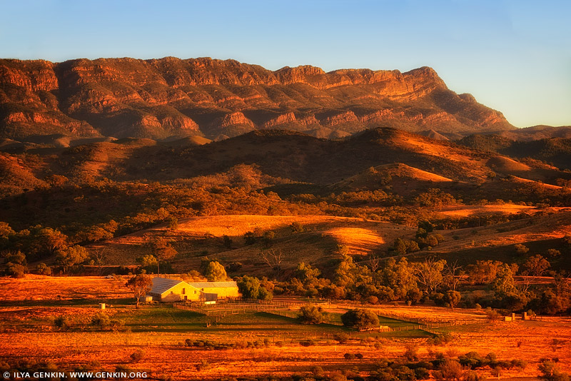 landscapes stock photography | Arkaba Station Woolshed at Sunrise, Flinders Ranges, SA, Australia, Image ID AU-SA-FLINDERS-0012
