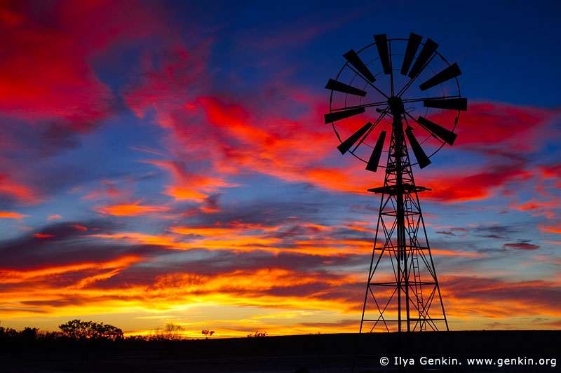 landscapes stock photography | Windmill at Sunset in Australian Outback, Sturt National Park, New South Wales (NSW), Australia, Image ID AU-NSW-OUTBACK-SUNSET-0001
