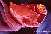 landscapes stock photography | Colors of the Lower Antelope Canyon, Navajo Tribal Park, Page, Arizona, USA, Image ID US-ARIZONA-ANTELOPE-CANYON-0001. Shades of blue, magenta and red give way to amber and gold inside of the Lower Antelope Canyon in Navajo Tribal Park near Page, Arizona, USA. The rock formations of the Antelope Canyon were formed by erosion of Navajo Sandstone, primarily due to flash flooding.