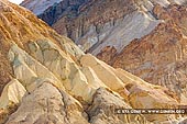 Colorful Artist's Palette - Fine art print of Death Valley, California, USA - Multicolored minerals at the Artist's Palette in the Death Valley National Park, California, USA. The colors occur because of the various minerals mixed in the mounds (iron salts for the yellow and reddish tints; mica for green and manganese for purple). The intensity of the colors depends on the time of day and the amount of sunlight. The colors are intensified by the sun near sunset; but are interesting to see at any time of the day. - Image ID: US-DEATH-VALLEY-0010