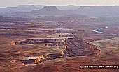 landscapes stock photography | The White Rim and Green River at Sunset, Island in the Sky, Canyonlands National Park, Utah, USA, Image ID CANYONLANDS-NATIONAL-PARK-UTAH-USA-0002. The White Rim at sunset as seen from the Green River Overlook, Island in the Sky District of the Canyonlands National Park near Moab in Utah, USA.