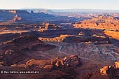 landscapes stock photography | View of the Dead Horse Point State Park, Dead Horse Point State Park, Utah, USA, Image ID DEAD-HORSE-POINT-STATE-PARK-UTAH-USA-0003. Sunrise revealing the red sandstone mountains at Dead Horse Point State Park in Utah, USA.
