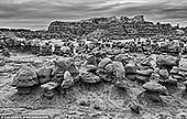 landscapes stock photography | Goblin Valley in Black and White, Goblin Valley State Park, Utah, USA, Image ID GOBLIN-VALLEY-STATE-PARK-UTAH-USA-0006. Fine art black and white photo of a vast field of mushroom-shaped eroded sandstone hoodoos at Goblin Valley State Park, Utah, USA.