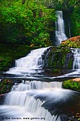 landscapes stock photography | Upper McLean Falls, The Catlins, South Island, New Zealand, Image ID NZ-MCLEAN-FALLS-0005. McLean Falls is a favorite travel destination amongst many of the visitors who tour the Catlins on the South Island of New Zealand. Many tourists hike through the trails to view the pristine McLean Falls at Catlins, along the Southern Scenic Route on the South Island of New Zealand, and they all have their cameras ready to take a picture of this incredible natural waterfall.