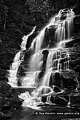 landscapes stock photography | Sylvia Falls, Valley of the Waters Creek, Blue Mountains National Park, New South Wales (NSW), Australia, Image ID AU-SYLVIA-FALLS-0001. Sylvia Falls is one of the most beautiful waterfalls on the Valley of the Waters Creek in Blue Mountains National Park of NSW, Australia. It is a lovely tall cascade. The falls are in a deep sandstone canyon with mossy walls. The stairs and handrail pass closely to these falls, helping walkers get nice and close. From near the top of the falls, there is a great view down the valley looking between the canyon walls.