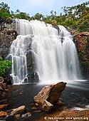 landscapes stock photography | MacKenzie Falls, Grampians National Park (Gariwerd), Victoria (VIC), Australia, Image ID VIC-MACKENZIE-FALLS-0001. MacKenzie Falls is one of Victoria's largest and most spectacular waterfalls. It is only one of four falls in the Grampians National Park and it flows all year round, but is best viewed between June and October. After rain, torrents of water cascade over huge cliffs into a deep pool, sending fine sprays of rainbow mist high into the air above a stunning gorge. The MacKenzie Falls should be on everyone's shortlist of must see attractions in the Grampians National Park.